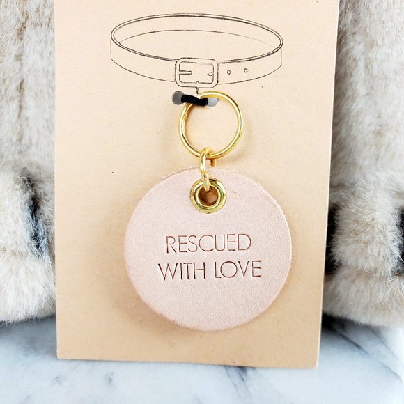 Santa Barbara Other - Rescued With Love Leather Pet Tag